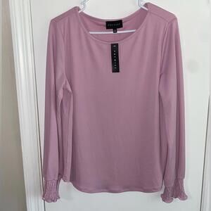 Premise Purple Ruched Long Sleeve Blouse Medium NWT